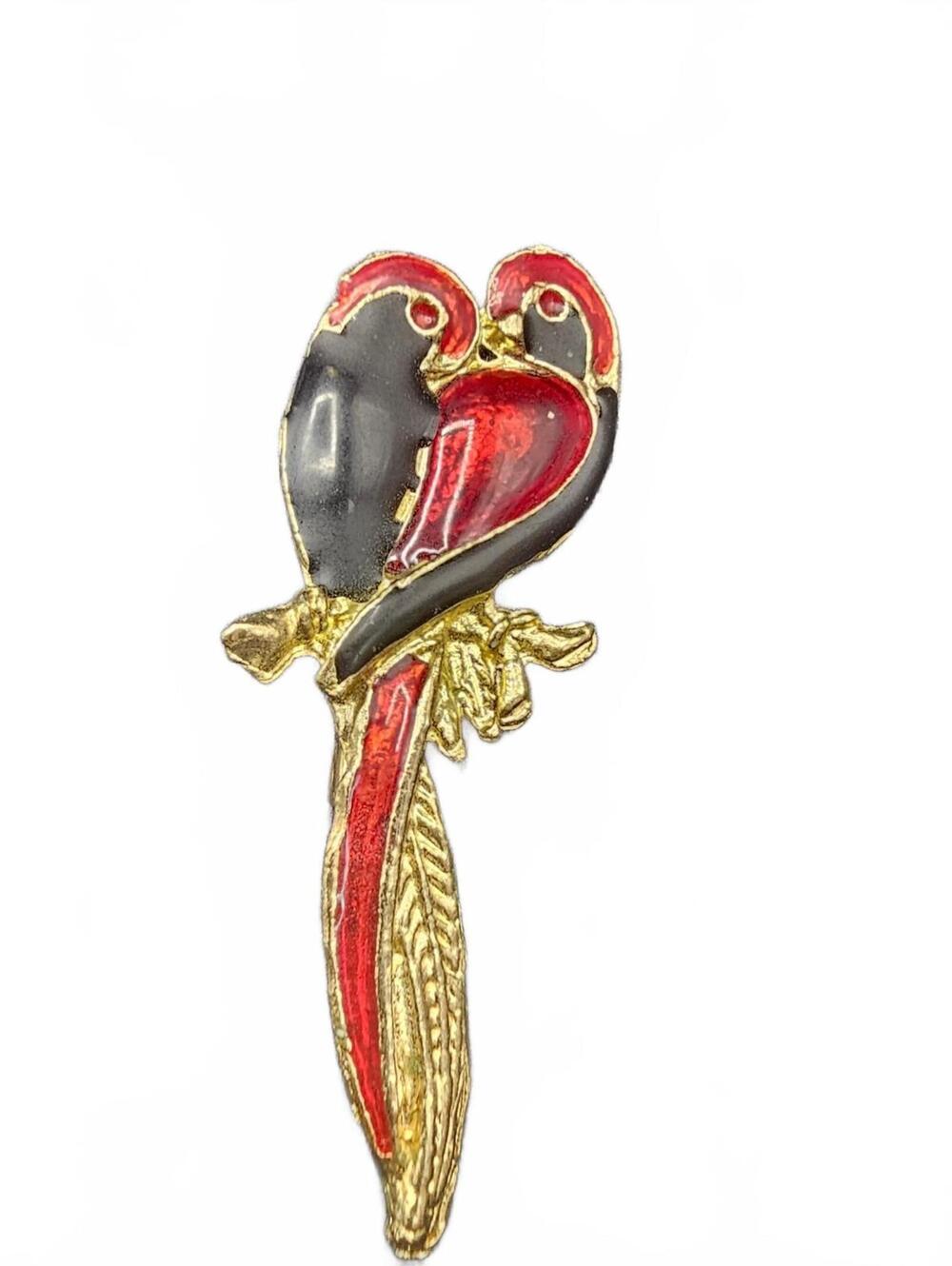 Enamel Parrot Brooch